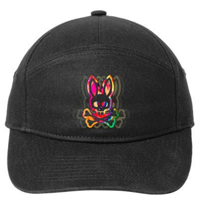 PsychedelicA Bunny Tie Dye Skull And Crossbones 7-Panel Snapback Hat