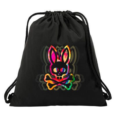 PsychedelicA Bunny Tie Dye Skull And Crossbones Drawstring Bag