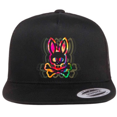 PsychedelicA Bunny Tie Dye Skull And Crossbones Flatbill Hat