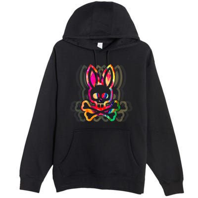 PsychedelicA Bunny Tie Dye Skull And Crossbones Premium Pullover Hoodie
