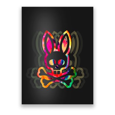 PsychedelicA Bunny Tie Dye Skull And Crossbones Poster