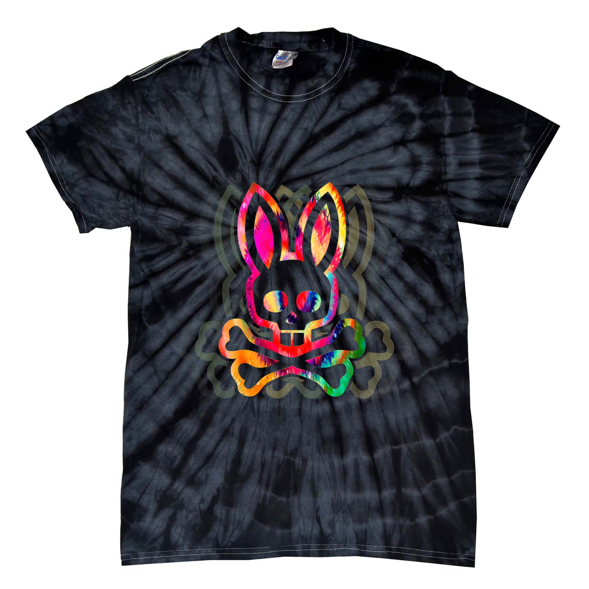 PsychedelicA Bunny Tie Dye Skull And Crossbones Tie-Dye T-Shirt