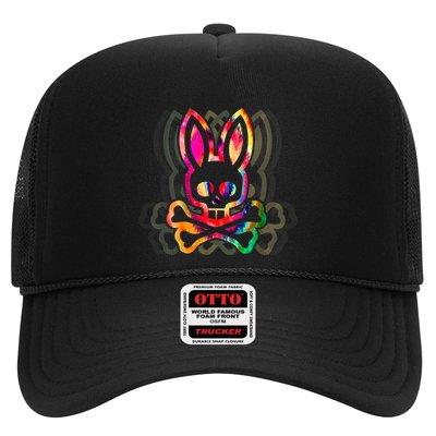 PsychedelicA Bunny Tie Dye Skull And Crossbones Trucker Hat