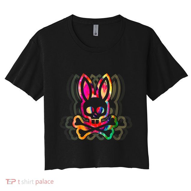 PsychedelicA Bunny Tie Dye Skull And Crossbones Crop Top