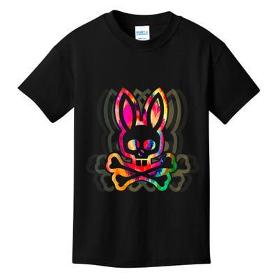 PsychedelicA Bunny Tie Dye Skull And Crossbones Kids T-Shirt
