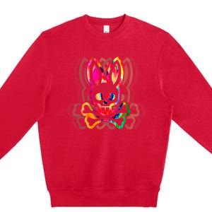 PsychedelicA Bunny Tie Dye Skull And Crossbones Premium Crewneck Sweatshirt