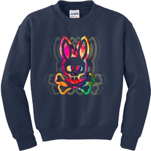 PsychedelicA Bunny Tie Dye Skull And Crossbones Kids Sweatshirt