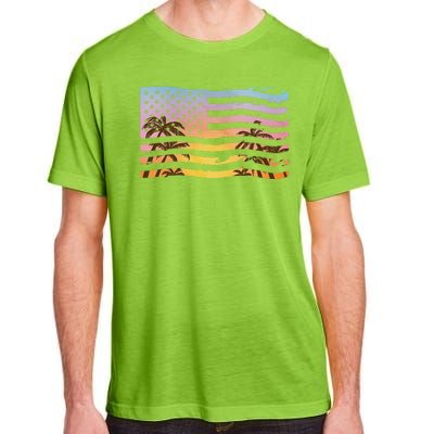 Patriotic Beach Usa Tropical Flag Adult ChromaSoft Performance T-Shirt