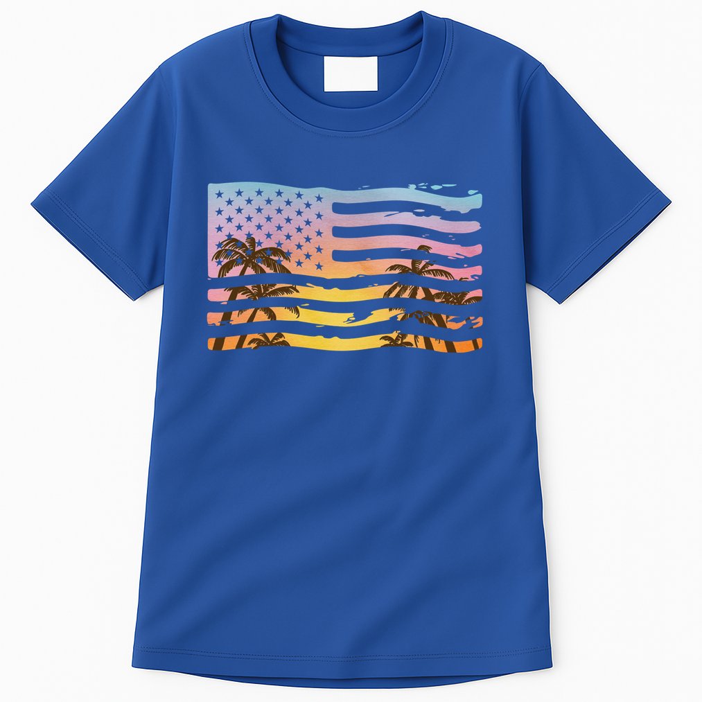 Patriotic Beach Usa Tropical Flag Tall T-Shirt
