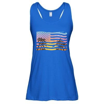 Patriotic Beach Usa Tropical Flag Ladies Essential Flowy Tank