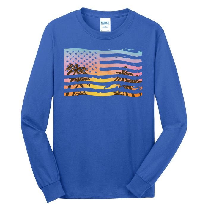 Patriotic Beach Usa Tropical Flag Tall Long Sleeve T-Shirt