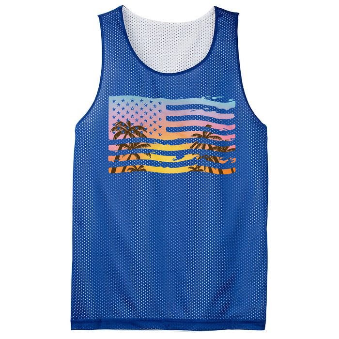 Patriotic Beach Usa Tropical Flag Mesh Reversible Basketball Jersey Tank