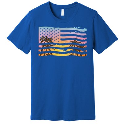 Patriotic Beach Usa Tropical Flag Premium T-Shirt