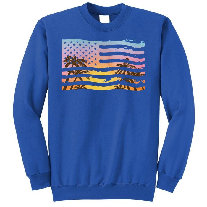 Patriotic Beach Usa Tropical Flag Tall Sweatshirt