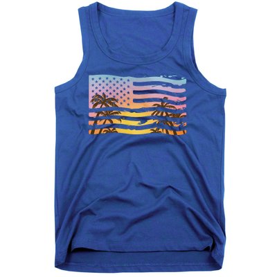 Patriotic Beach Usa Tropical Flag Tank Top