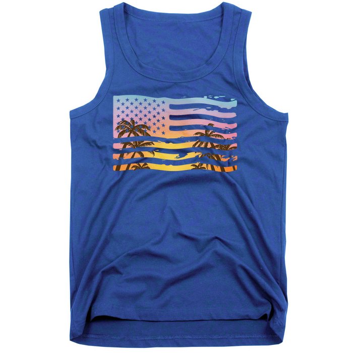 Patriotic Beach Usa Tropical Flag Tank Top