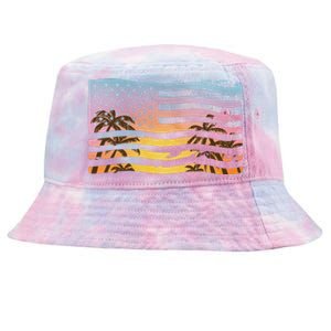 Patriotic Beach Usa Tropical Flag Tie-Dyed Bucket Hat