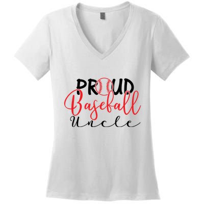 Proud Baseball Uncle For Family Matching Mother's Day Women's V-Neck T-Shirt