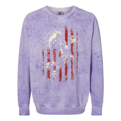 Patriotic Basketball Usa American Flag Colorblast Crewneck Sweatshirt