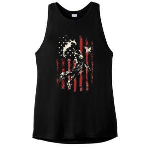 Patriotic Basketball Usa American Flag Ladies PosiCharge Tri-Blend Wicking Tank