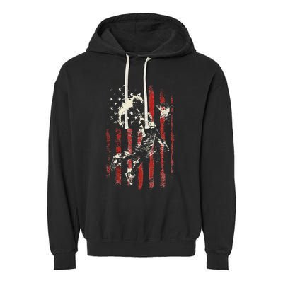 Patriotic Basketball Usa American Flag Garment-Dyed Fleece Hoodie