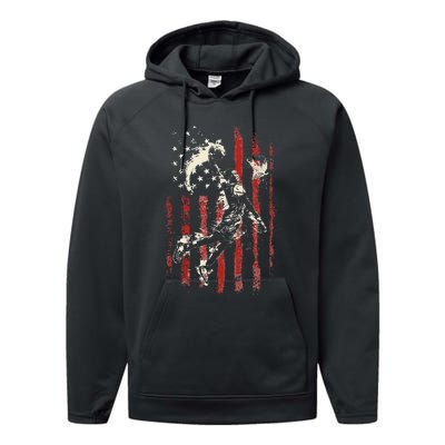 Patriotic Basketball Usa American Flag Performance Fleece Hoodie