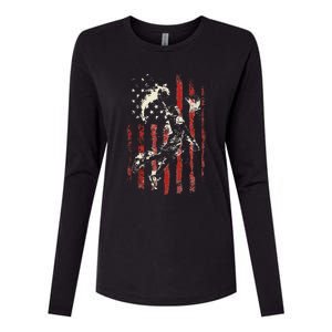 Patriotic Basketball Usa American Flag Womens Cotton Relaxed Long Sleeve T-Shirt