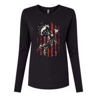 Patriotic Basketball Usa American Flag Womens Cotton Relaxed Long Sleeve T-Shirt