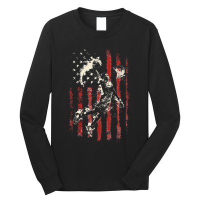 Patriotic Basketball Usa American Flag Long Sleeve Shirt