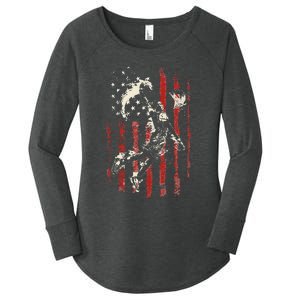 Patriotic Basketball Usa American Flag Women's Perfect Tri Tunic Long Sleeve Shirt