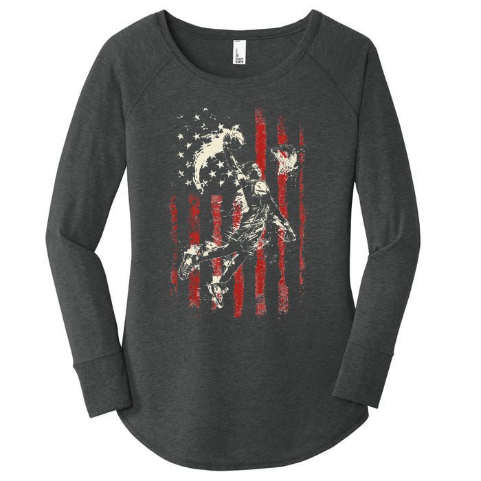 Patriotic Basketball Usa American Flag Women's Perfect Tri Tunic Long Sleeve Shirt