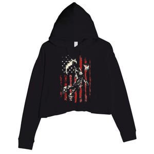 Patriotic Basketball Usa American Flag Crop Fleece Hoodie