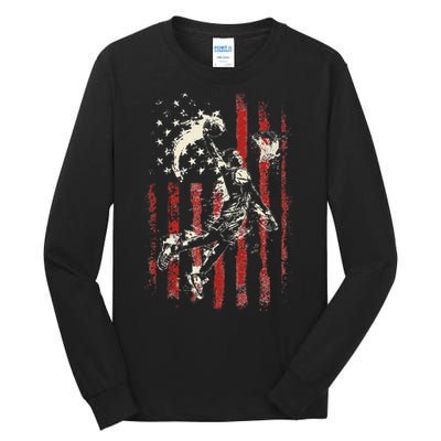 Patriotic Basketball Usa American Flag Tall Long Sleeve T-Shirt