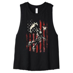 Patriotic Basketball Usa American Flag Women's Racerback Cropped Tank