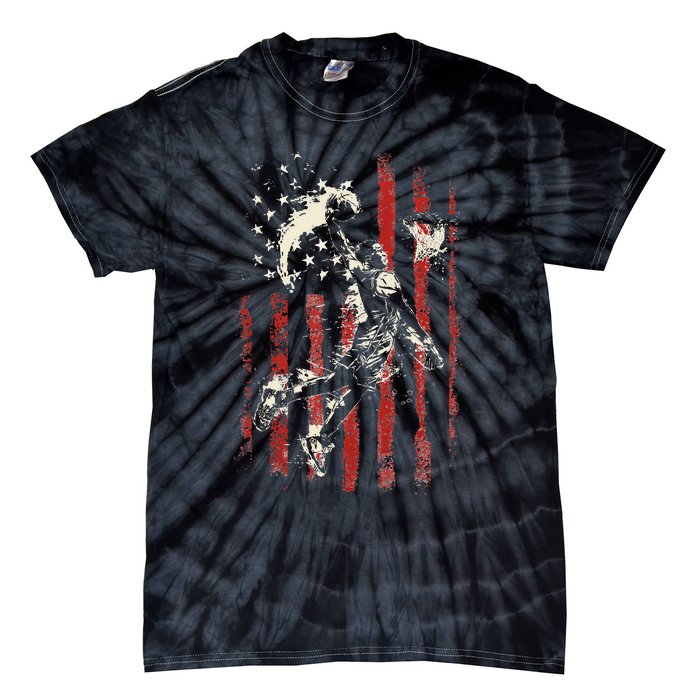 Patriotic Basketball Usa American Flag Tie-Dye T-Shirt