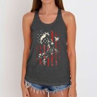 Patriotic Basketball Usa American Flag Women's Knotted Racerback Tank