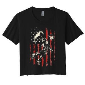 Patriotic Basketball Usa American Flag Women's Crop Top Tee