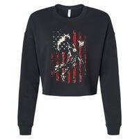 Patriotic Basketball Usa American Flag Cropped Pullover Crew