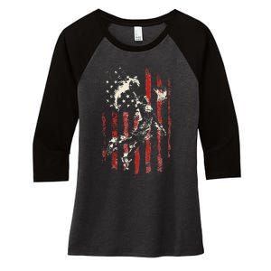 Patriotic Basketball Usa American Flag Women's Tri-Blend 3/4-Sleeve Raglan Shirt