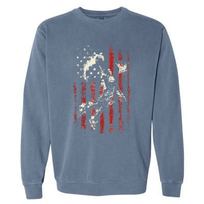 Patriotic Basketball Usa American Flag Garment-Dyed Sweatshirt