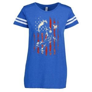 Patriotic Basketball Usa American Flag Enza Ladies Jersey Football T-Shirt