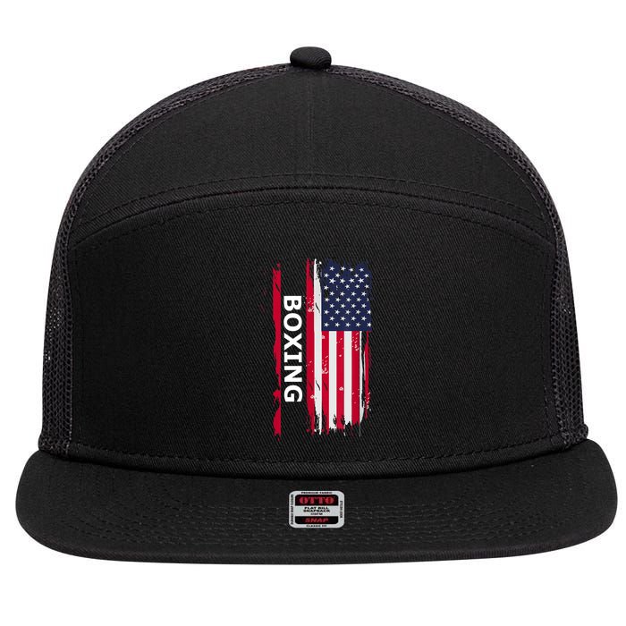 Patriotic Boxing USA Flag Apparel 7 Panel Mesh Trucker Snapback Hat