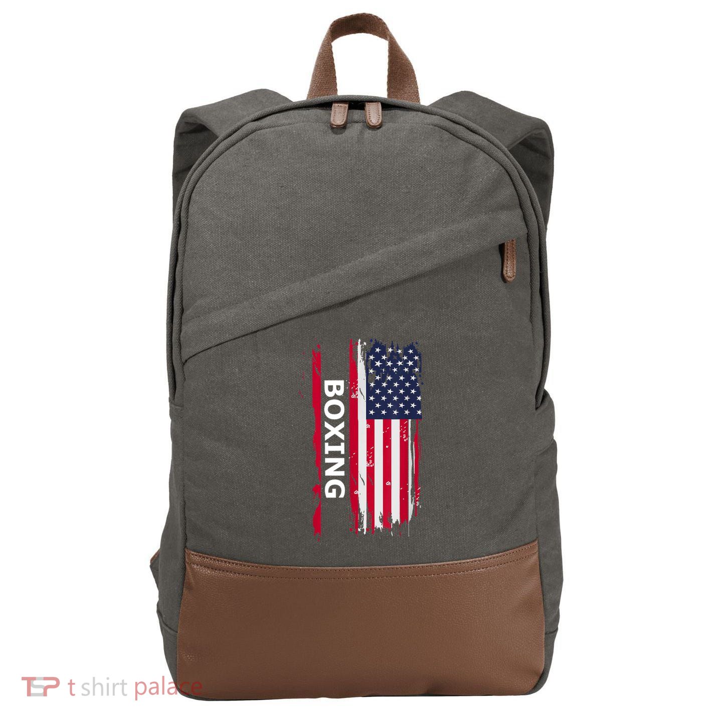 Patriotic Boxing USA Flag Apparel Cotton Canvas Backpack