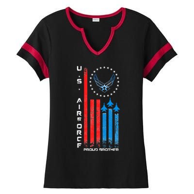 Proud Brother Usa Flag Ladies Halftime Notch Neck Tee