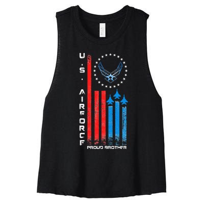 Proud Brother Usa Flag Women's Racerback Cropped Tank