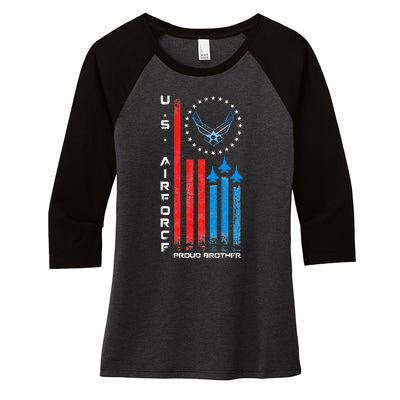 Proud Brother Usa Flag Women's Tri-Blend 3/4-Sleeve Raglan Shirt