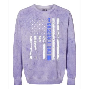 Proud Baseball US Dad American Flag Sports Colorblast Crewneck Sweatshirt