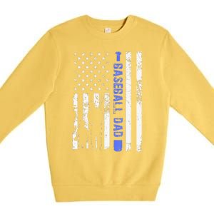 Proud Baseball US Dad American Flag Sports Premium Crewneck Sweatshirt