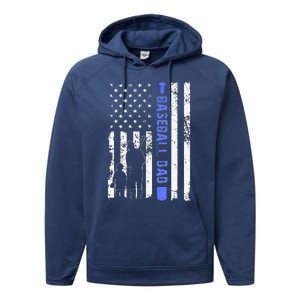 Proud Baseball US Dad American Flag Sports Performance Fleece Hoodie