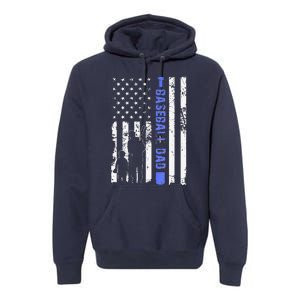 Proud Baseball US Dad American Flag Sports Premium Hoodie